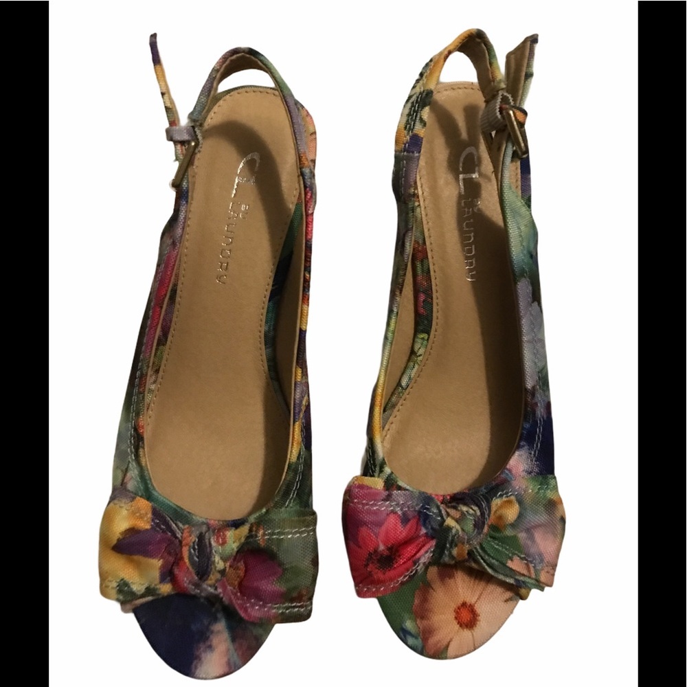 CL BY LUANDRY Floral buckle sling back wedge 8 - Picture 5 of 9